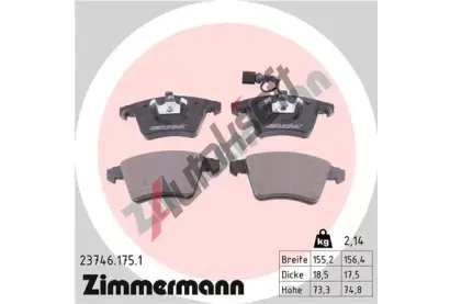 ZIMMERMANN Sada brzdovch destiek - kotouov brzda ZIM 23746.175.1, 23746.175.1