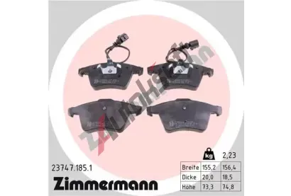 ZIMMERMANN Sada brzdovch destiek - kotouov brzda ZIM 23747.185.1, 23747.185.1
