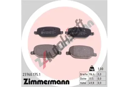 ZIMMERMANN Sada brzdových destiček - kotoučová brzda ZIM 23760.175.1, 23760.175.1 ZIMMERMANN Sada brzdových destiček - kotoučová brzda ZIM 23760.175.1, 23760.175.1