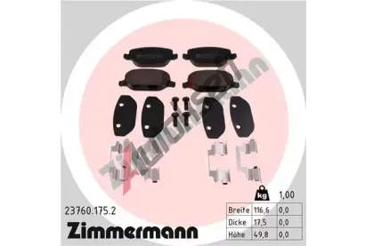 ZIMMERMANN Sada brzdových destiček ZIM 23760.175.2, 23760.175.2 ZIMMERMANN Sada brzdových destiček ZIM 23760.175.2, 23760.175.2