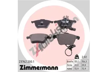 ZIMMERMANN Sada brzdovch destiek - kotouov brzda ZIM 23762.200.1, 23762.200.1