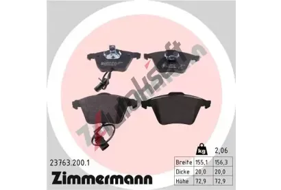 ZIMMERMANN Sada brzdovch destiek - kotouov brzda ZIM 23763.200.1, 23763.200.1