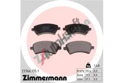 ZIMMERMANN Sada brzdovch destiek - kotouov brzda ZIM 23766.175.1, 23766.175.1