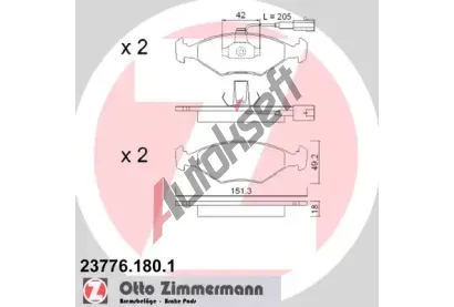 ZIMMERMANN Sada brzdovch destiek - kotouov brzda ZIM 23776.180.1, 23776.180.1