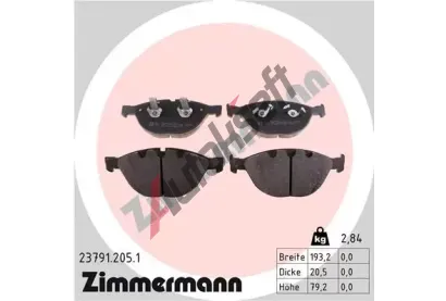 ZIMMERMANN Sada brzdovch destiek - kotouov brzda ZIM 23791.205.1, 23791.205.1