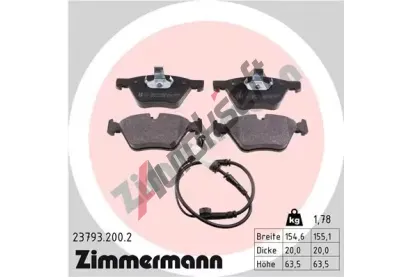 ZIMMERMANN Sada brzdovch destiek kotouov brzdy ZIM 23793.200.2, 23793.200.2