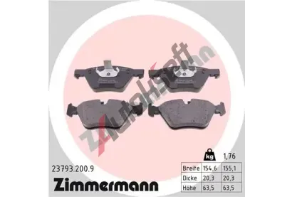 ZIMMERMANN Sada brzdovch destiek - kotouov brzda ZIM 23793.200.9, 23793.200.9