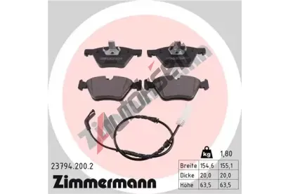 ZIMMERMANN Sada brzdovch destiek kotouov brzdy ZIM 23794.200.2, 23794.200.2