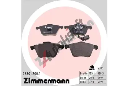 ZIMMERMANN Sada brzdových destiček - kotoučová brzda ZIM 23801.200.1, 23801.200.1 ZIMMERMANN Sada brzdových destiček - kotoučová brzda ZIM 23801.200.1, 23801.200.1