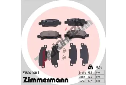 ZIMMERMANN Sada brzdových destiček - kotoučová brzda ZIM 23816.160.1, 23816.160.1 ZIMMERMANN Sada brzdových destiček - kotoučová brzda ZIM 23816.160.1, 23816.160.1