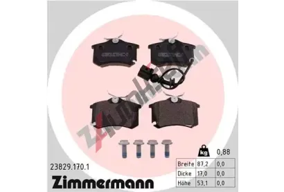 ZIMMERMANN Sada brzdovch destiek - kotouov brzda ZIM 23829.170.1, 23829.170.1