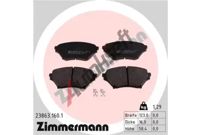 ZIMMERMANN Sada brzdovch destiek - kotouov brzda ZIM 23863.160.1, 23863.160.1