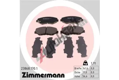 ZIMMERMANN Sada brzdovch destiek - kotouov brzda ZIM 23868.170.1, 23868.170.1