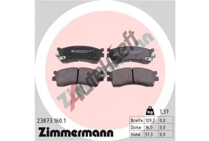 ZIMMERMANN Sada brzdovch destiek - kotouov brzda ZIM 23873.160.1, 23873.160.1