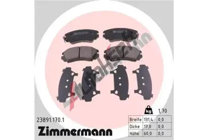 ZIMMERMANN Sada brzdovch destiek - kotouov brzda ZIM 23891.170.1, 23891.170.1