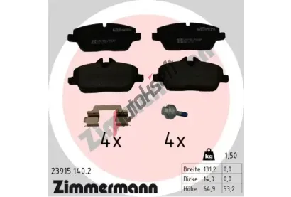 ZIMMERMANN Sada brzdových destiček ZIM 23915.140.2, 23915.140.2 ZIMMERMANN Sada brzdových destiček ZIM 23915.140.2, 23915.140.2