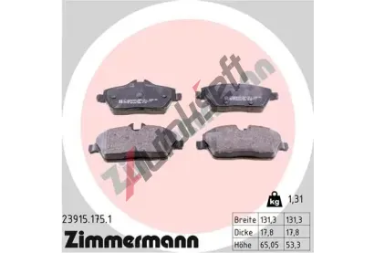 ZIMMERMANN Sada brzdových destiček - kotoučová brzda ZIM 23915.175.1, 23915.175.1  ZIMMERMANN Sada brzdových destiček - kotoučová brzda ZIM 23915.175.1, 23915.175.1