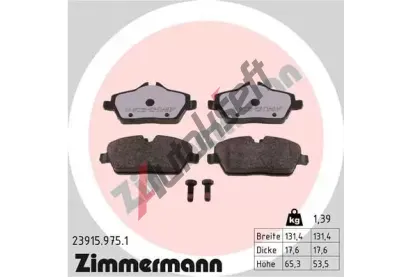 ZIMMERMANN Sada brzdových destiček rd:z ZIM 23915.975.1, 23915.975.1  ZIMMERMANN Sada brzdových destiček rd:z ZIM 23915.975.1, 23915.975.1