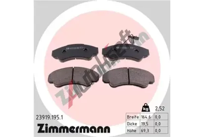 ZIMMERMANN Sada brzdových destiček - kotoučová brzda ZIM 23919.195.1, 23919.195.1 ZIMMERMANN Sada brzdových destiček - kotoučová brzda ZIM 23919.195.1, 23919.195.1