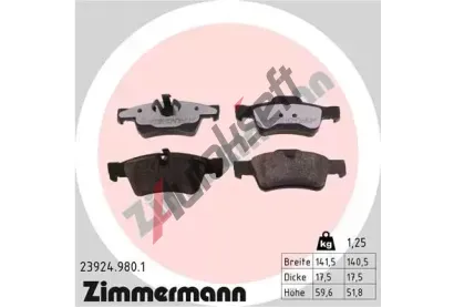 ZIMMERMANN Sada brzdovch destiek rd:z ZIM 23924.980.1, 23924.980.1