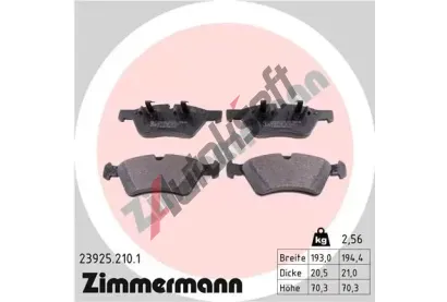 ZIMMERMANN Sada brzdovch destiek - kotouov brzda ZIM 23925.210.1, 23925.210.1