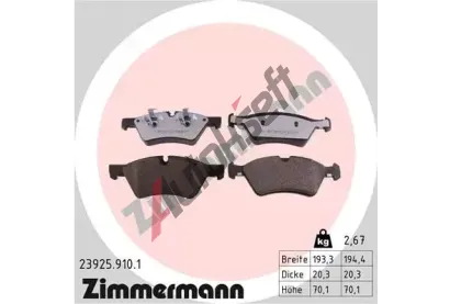 ZIMMERMANN Sada brzdovch destiek rd:z ZIM 23925.910.1, 23925.910.1