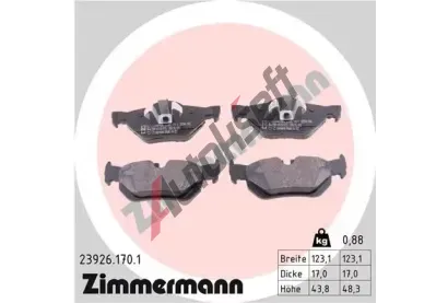 ZIMMERMANN Sada brzdovch destiek - kotouov brzda ZIM 23926.170.1, 23926.170.1