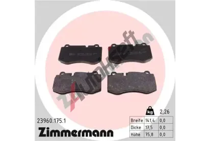 ZIMMERMANN Sada brzdovch destiek - kotouov brzda ZIM 23960.175.1, 23960.175.1
