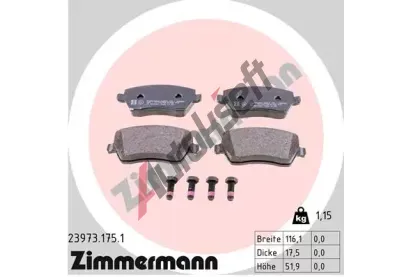 ZIMMERMANN Sada brzdových destiček - kotoučová brzda ZIM 23973.175.1, 23973.175.1  ZIMMERMANN Sada brzdových destiček - kotoučová brzda ZIM 23973.175.1, 23973.175.1