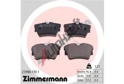 ZIMMERMANN Sada brzdovch destiek - kotouov brzda ZIM 23980.170.1, 23980.170.1