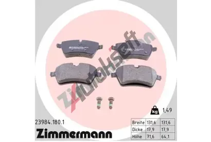 ZIMMERMANN Sada brzdovch destiek - kotouov brzda ZIM 23984.180.1, 23984.180.1