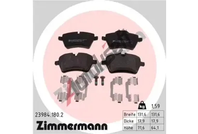 ZIMMERMANN Sada brzdovch destiek ZIM 23984.180.2, 23984.180.2