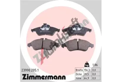ZIMMERMANN Sada brzdovch destiek - kotouov brzda ZIM 23990.205.1, 23990.205.1