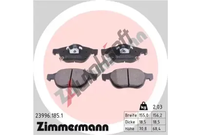 ZIMMERMANN Sada brzdových destiček - kotoučová brzda ZIM 23996.185.1, 23996.185.1 ZIMMERMANN Sada brzdových destiček - kotoučová brzda ZIM 23996.185.1, 23996.185.1