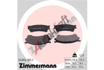 ZIMMERMANN Sada brzdovch destiek - kotouov brzda ZIM 24004.165.1, 24004.165.1