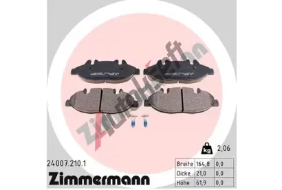 ZIMMERMANN Sada brzdovch destiek - kotouov brzda ZIM 24007.210.1, 24007.210.1
