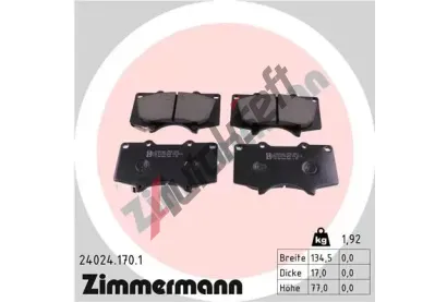 ZIMMERMANN Sada brzdovch destiek - kotouov brzda ZIM 24024.170.1, 24024.170.1