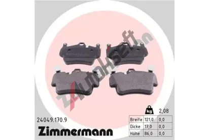 ZIMMERMANN Sada brzdovch destiek - kotouov brzda ZIM 24049.170.9, 24049.170.9