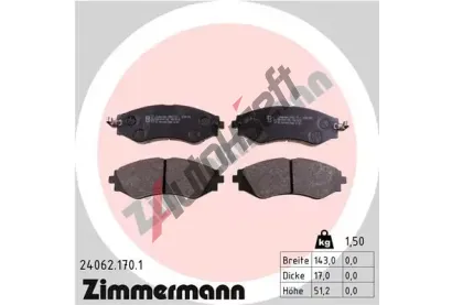 ZIMMERMANN Sada brzdovch destiek - kotouov brzda ZIM 24062.170.1, 24062.170.1