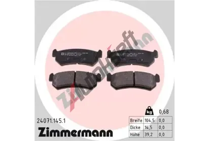 ZIMMERMANN Sada brzdových destiček - kotoučová brzda ZIM 24071.145.1, 24071.145.1 ZIMMERMANN Sada brzdových destiček - kotoučová brzda ZIM 24071.145.1, 24071.145.1