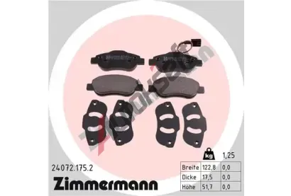 ZIMMERMANN Sada brzdov�ch desti�ek - kotou�ov� brzda ZIM 24072.175.2, 24072.175.2