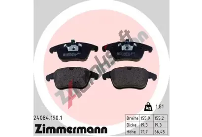 ZIMMERMANN Sada brzdovch destiek - kotouov brzda ZIM 24084.190.1, 24084.190.1