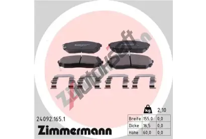 ZIMMERMANN Sada brzdovch destiek - kotouov brzda ZIM 24092.165.1, 24092.165.1