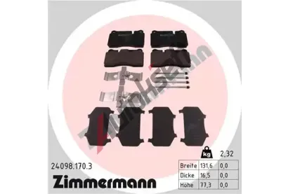 ZIMMERMANN Sada brzdovch destiek ZIM 24098.170.3, 24098.170.3