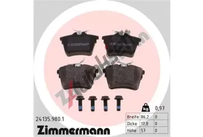 ZIMMERMANN Sada brzdových destiček rd:z ZIM 24135.980.1, 24135.980.1 ZIMMERMANN Sada brzdových destiček rd:z ZIM 24135.980.1, 24135.980.1