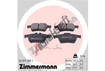 ZIMMERMANN Sada brzdovch destiek - kotouov brzda ZIM 24137.168.1, 24137.168.1