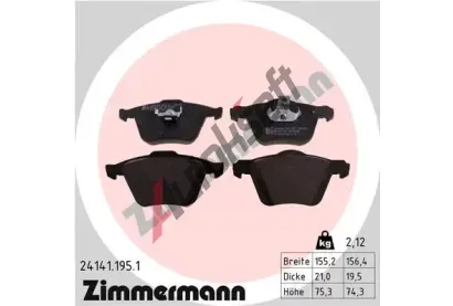 ZIMMERMANN Sada brzdovch destiek - kotouov brzda ZIM 24141.195.1, 24141.195.1