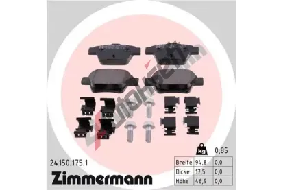 ZIMMERMANN Sada brzdovch destiek - kotouov brzda ZIM 24150.175.1, 24150.175.1