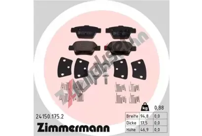 ZIMMERMANN Sada brzdovch destiek ZIM 24150.175.2, 24150.175.2
