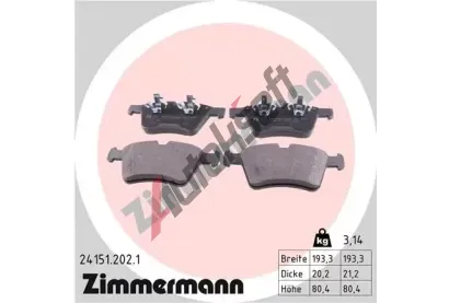 ZIMMERMANN Sada brzdovch destiek ZIM 24151.202.1, 24151.202.1